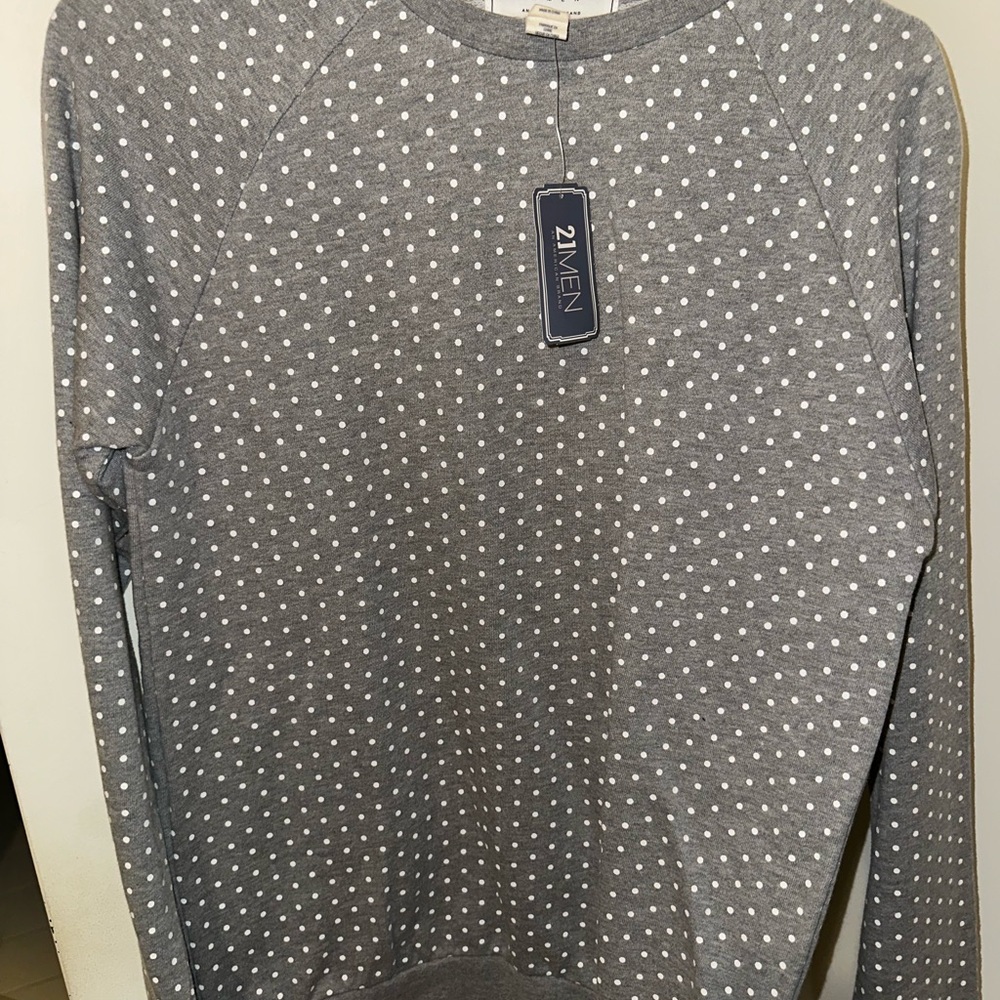 21men Gray and White Polka Dot Sweatshirt